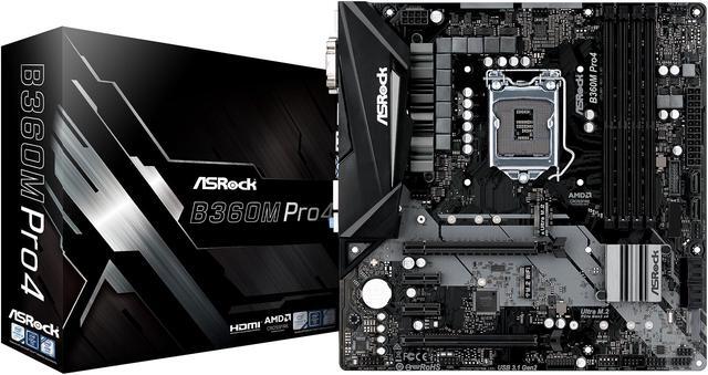 Alt view image 7 of 7 - ASRock B360M Pro4 LGA 1151 (300 Series) Intel B360 Micro ATX Intel Motherboard