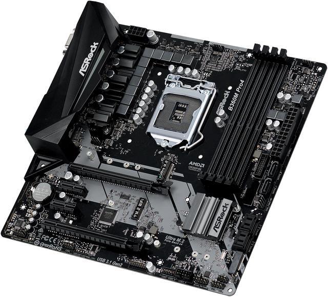 Alt view image 2 of 7 - ASRock B360M Pro4 LGA 1151 (300 Series) Intel B360 Micro ATX Intel Motherboard