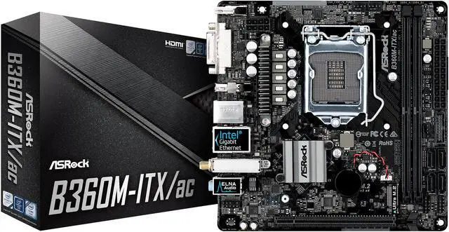 Alt view image 7 of 7 - ASRock B360M-ITX/ac LGA 1151 (300 Series) Intel B360 HDMI USB 3.1 Mini ITX Intel Motherboard