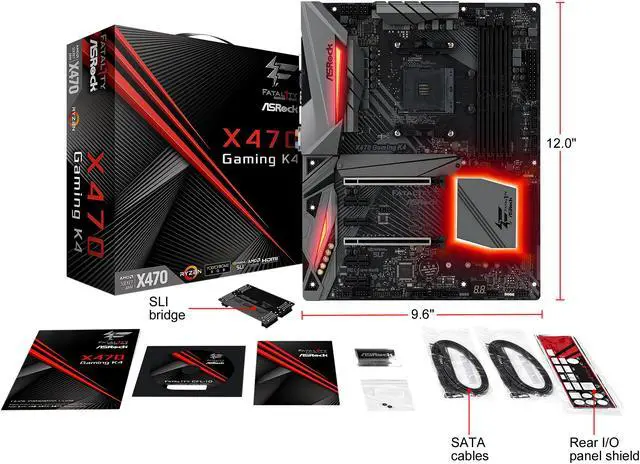 Alt view image 9 of 10 - ASRock Fatal1ty X470 Gaming K4 AM4 AMD Ryzen 3000 Series CPU Ready ATX AMD Motherboard