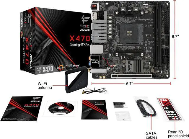 Alt view image 8 of 9 - ASRock Fatal1ty X470 Gaming-ITX/ac AM4 AMD Ryzen 3000 Series CPU Ready Mini ITX AMD Motherboard