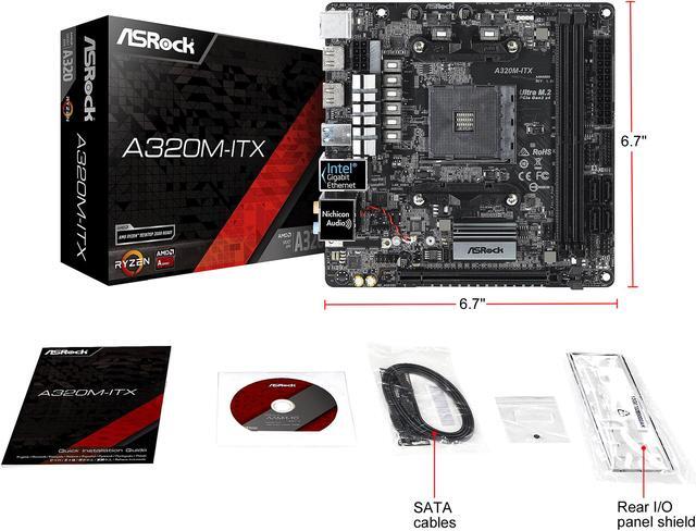 Alt view image 8 of 9 - ASRock A320M-ITX AM4 AMD Promontory A320 USB 3.1 HDMI Mini ITX AMD Motherboard