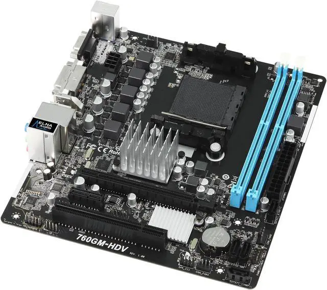 Alt view image 4 of 10 - ASRock 760GM-HDV AM3+/AM3 AMD 760G HDMI Micro ATX AMD Motherboard
