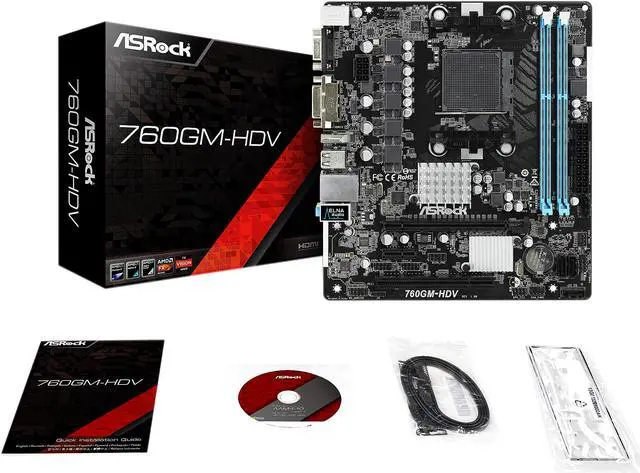 Alt view image 8 of 10 - ASRock 760GM-HDV AM3+/AM3 AMD 760G HDMI Micro ATX AMD Motherboard