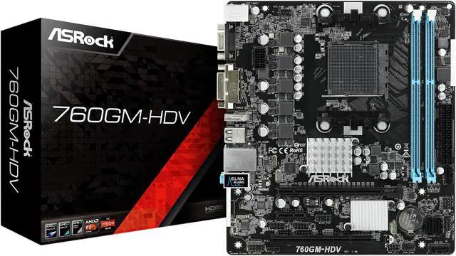 Alt view image 10 of 10 - ASRock 760GM-HDV AM3+/AM3 AMD 760G HDMI Micro ATX AMD Motherboard