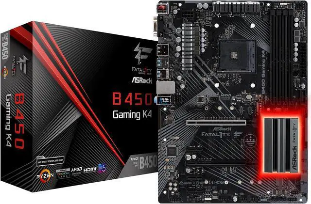 Alt view image 10 of 10 - ASRock Fatal1ty B450 GAMING K4 AM4 AMD B450 USB 3.1 HDMI ATX AMD Motherboard