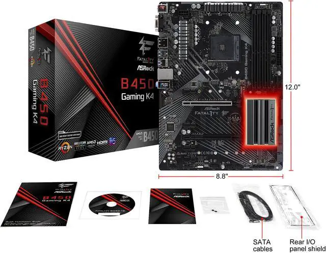 Alt view image 9 of 10 - ASRock Fatal1ty B450 GAMING K4 AM4 AMD B450 USB 3.1 HDMI ATX AMD Motherboard