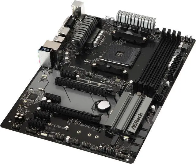 Alt view image 4 of 10 - ASRock B450 PRO4 AM4 AMD Promontory B450 ATX AMD Motherboard