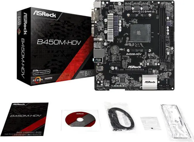 Alt view image 6 of 7 - ASRock B450M-HDV AM4 AMD Promontory B450 USB 3.1 HDMI Micro ATX AMD Motherboard