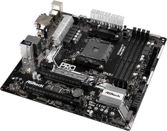 Alt view image 3 of 7 - ASRock X370M PRO4 AM4 AMD Promontory X370 USB 3.1 HDMI Micro ATX AMD Motherboard