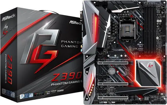 Alt view image 10 of 10 - ASRock Z390 Phantom Gaming 6 LGA 1151 (300 Series) Intel Z390 ATX Intel Motherboard