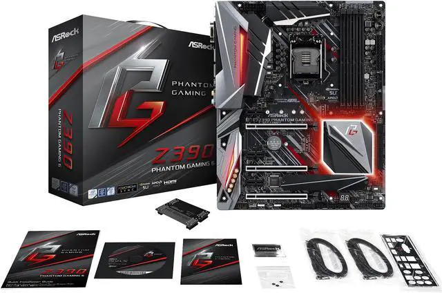 Alt view image 8 of 10 - ASRock Z390 Phantom Gaming 6 LGA 1151 (300 Series) Intel Z390 ATX Intel Motherboard