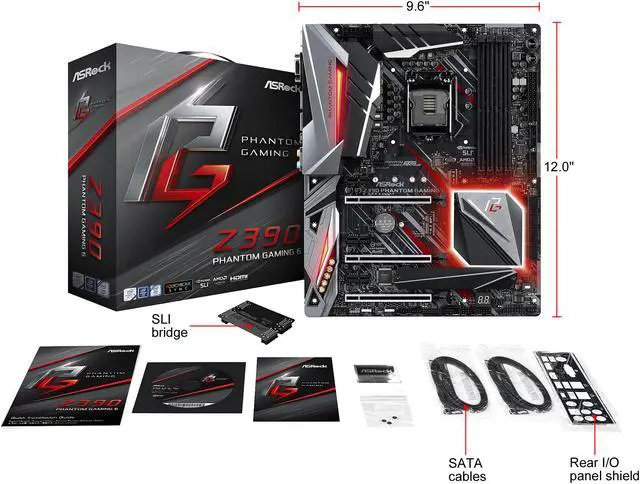 Alt view image 9 of 10 - ASRock Z390 Phantom Gaming 6 LGA 1151 (300 Series) Intel Z390 ATX Intel Motherboard