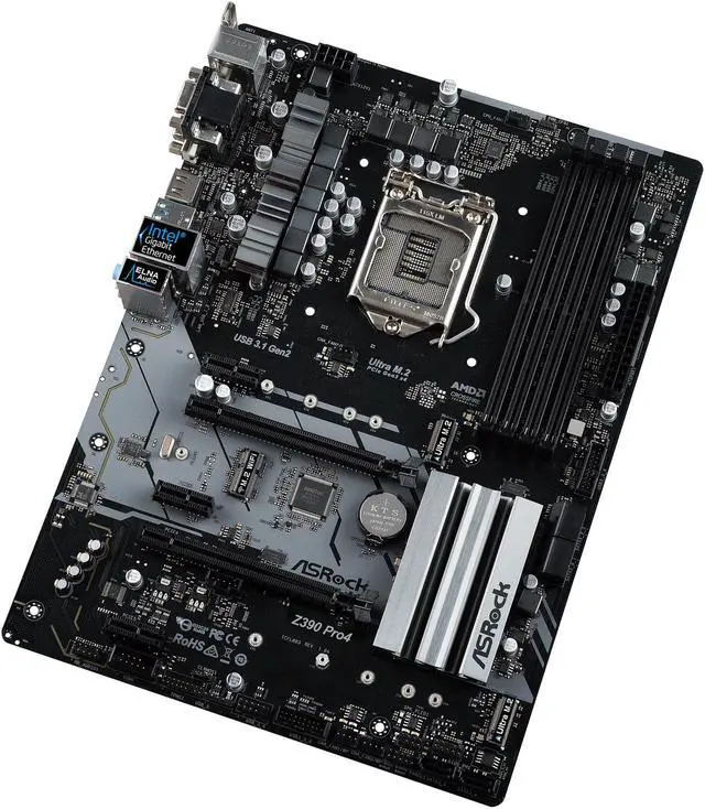 Alt view image 4 of 10 - ASRock Z390 Pro4 LGA 1151 (300 Series) Intel Z390 ATX Intel Motherboard