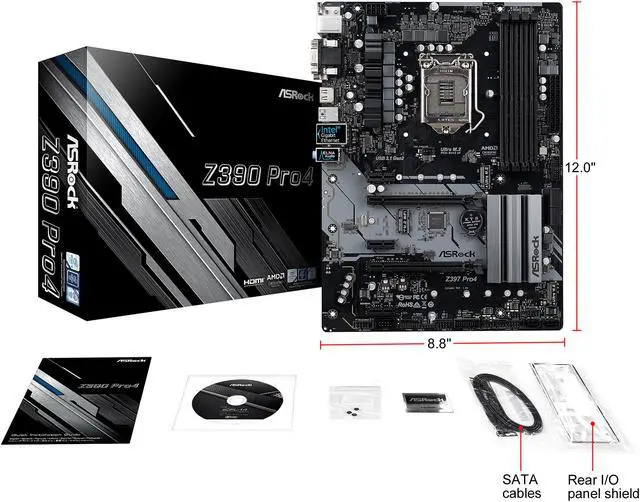 Alt view image 9 of 10 - ASRock Z390 Pro4 LGA 1151 (300 Series) Intel Z390 ATX Intel Motherboard