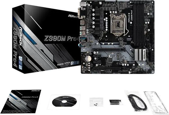 Alt view image 8 of 9 - ASRock Z390M Pro4 LGA 1151 (300 Series) Intel Z390 Micro ATX Intel Motherboard