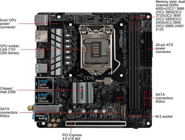 Alt view image 2 of 11 - ASRock Z390M-ITX/ac LGA 1151 (300 Series) Intel Z390 HDMI USB 3.1 Mini ITX Intel Motherboard