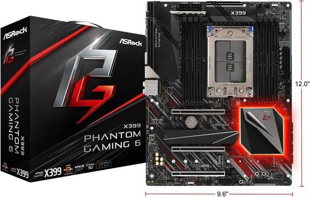 Alt view image 9 of 9 - ASRock X399 Phantom Gaming 6 sTR4 AMD X399 ATX AMD Motherboard