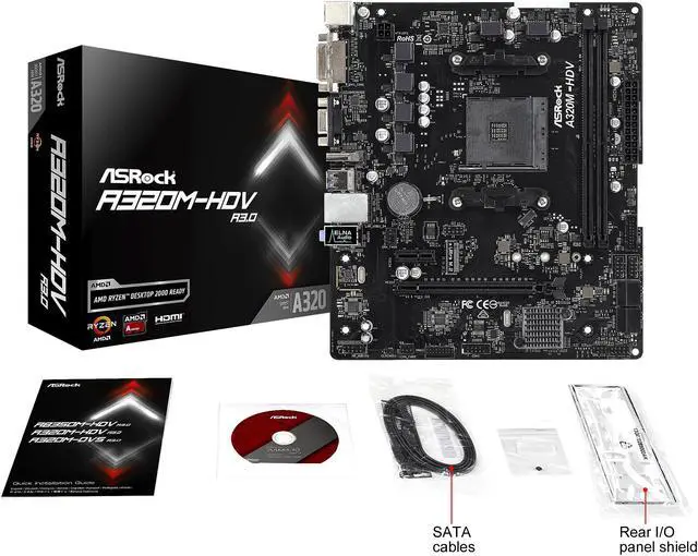 Alt view image 7 of 8 - ASRock A320M-HDV R3.0 AM4 AMD Promontory A320 USB 3.1 HDMI Micro ATX AMD Motherboard