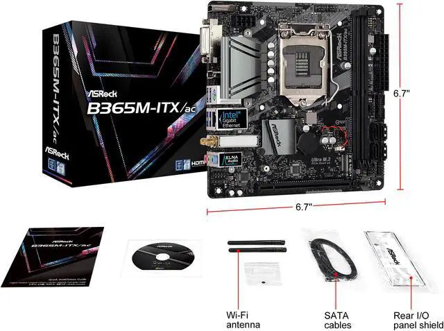 Alt view image 7 of 8 - ASRock B365M-ITX/ac LGA 1151 (300 Series) Intel B365 HDMI USB 3.1 Mini ITX Intel Motherboard