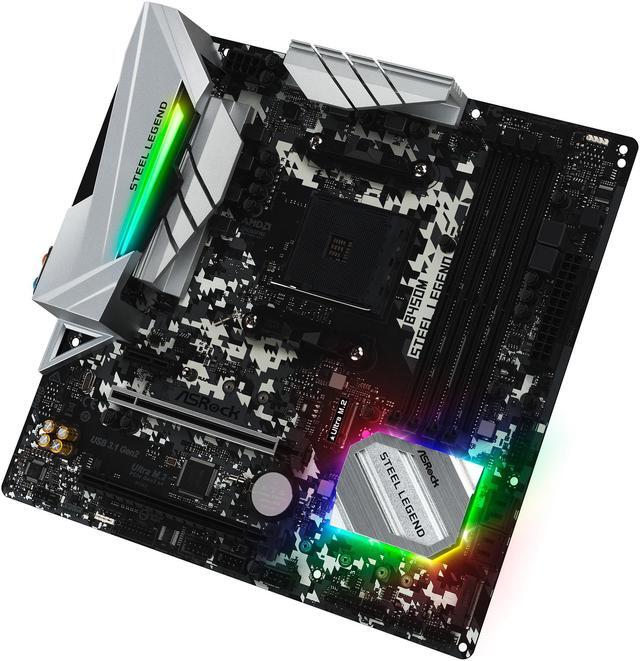 Alt view image 4 of 8 - ASRock B450M Steel Legend AM4 AMD Promontory B450 Micro ATX AMD Motherboard
