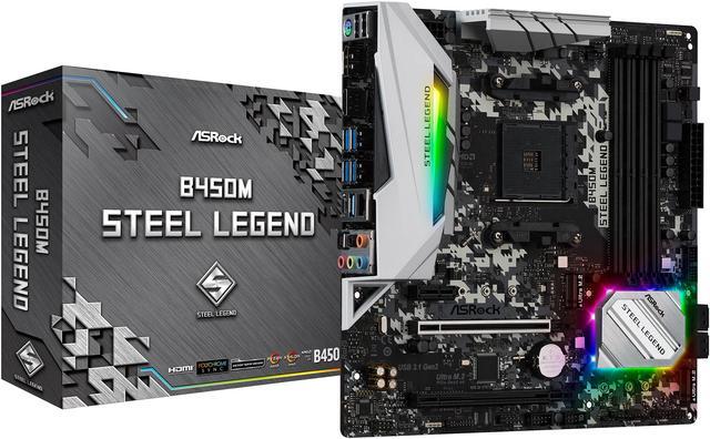 Alt view image 8 of 8 - ASRock B450M Steel Legend AM4 AMD Promontory B450 Micro ATX AMD Motherboard