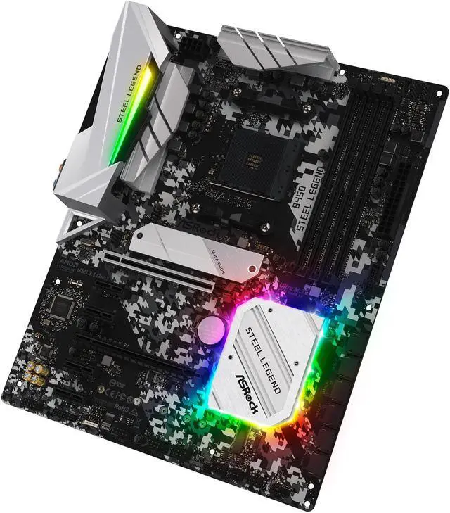 Alt view image 4 of 8 - ASRock B450 Steel Legend AM4 AMD Promontory B450 ATX AMD Motherboard
