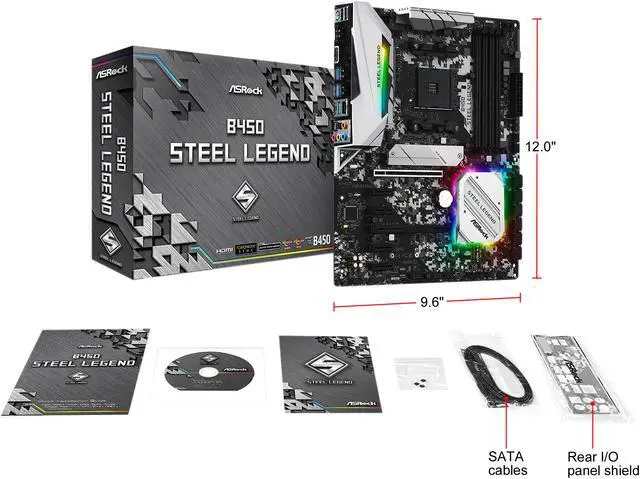 Alt view image 7 of 8 - ASRock B450 Steel Legend AM4 AMD Promontory B450 ATX AMD Motherboard