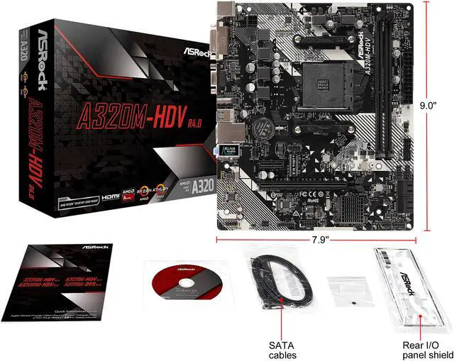 Alt view image 6 of 7 - ASRock A320M-HDV R4.0 AM4 AMD Promontory A320 Micro ATX AMD Motherboard