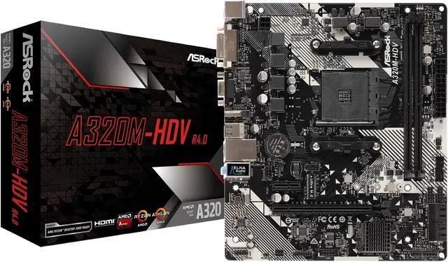 Alt view image 7 of 7 - ASRock A320M-HDV R4.0 AM4 AMD Promontory A320 Micro ATX AMD Motherboard