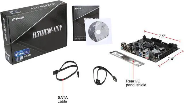 Alt view image 7 of 6 - ASRock H310CM-HDV LGA 1151 (300 Series) Intel H310 HDMI USB 3.1 Micro ATX Intel Motherboard