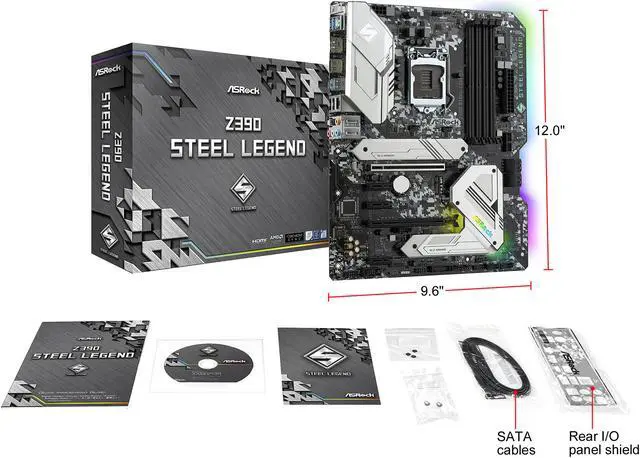 Alt view image 9 of 10 - ASRock Z390 STEEL LEGEND LGA 1151 (300 Series) Intel Z390 ATX Intel Motherboard