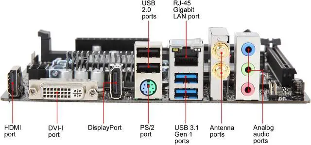 Alt view image 4 of 6 - ASRock H310CM-ITX/ac LGA 1151 (300 Series) Intel H310 Mini ITX Intel Motherboard