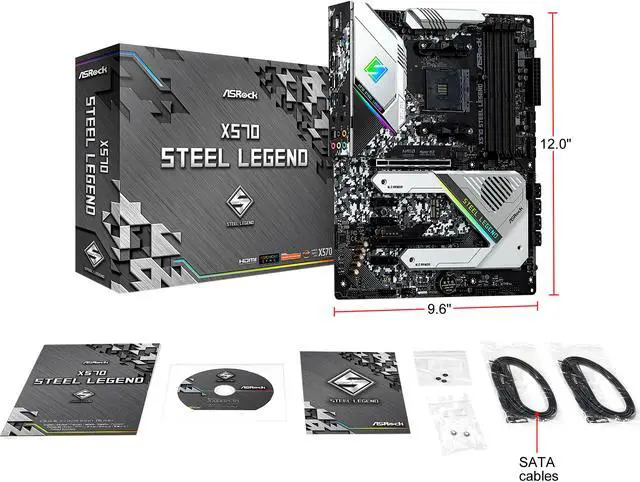Alt view image 9 of 10 - ASRock X570 STEEL LEGEND AM4 AMD X570 ATX AMD Motherboard
