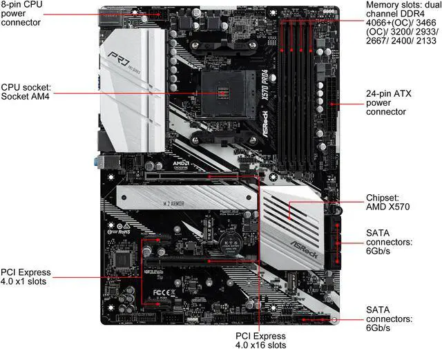 Alt view image 9 of 10 - ASRock X570 PRO4 AM4 AMD X570 ATX AMD Motherboard