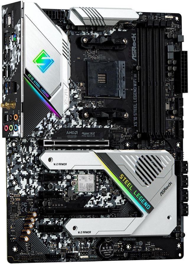 Alt view image 3 of 9 - ASRock X570 STEEL LEGEND WIFI AX AM4 AMD X570 ATX AMD Motherboard