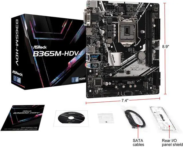 Alt view image 10 of 10 - ASRock B365M-HDV LGA 1151 (300 Series) Intel B365 Micro ATX Intel Motherboard