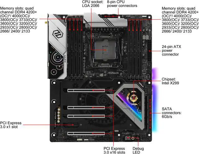Alt view image 8 of 10 - ASRock X299 TAICHI CLX LGA 2066 Intel X299 ATX Intel Motherboard