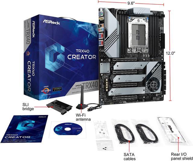 Alt view image 9 of 9 - ASRock TRX40 CREATOR sTRX4 AMD TRX40 ATX AMD Motherboard
