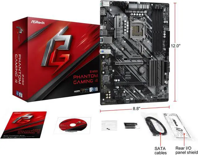 Alt view image 8 of 8 - ASRock Z490 Phantom Gaming 4 LGA 1200 Intel Z490 ATX Intel Motherboard