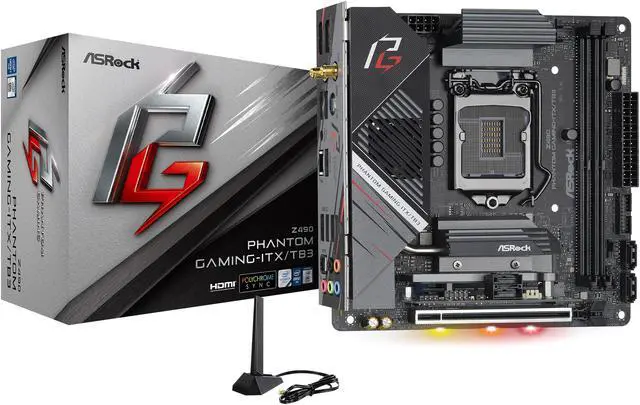 Alt view image 8 of 10 - ASRock Z490 Phantom Gaming-ITX/TB3 LGA 1200 Intel Z490 Mini ITX Intel Motherboard