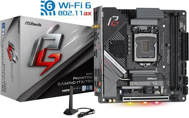Alt view image 7 of 10 - ASRock Z490 Phantom Gaming-ITX/TB3 LGA 1200 Intel Z490 Mini ITX Intel Motherboard