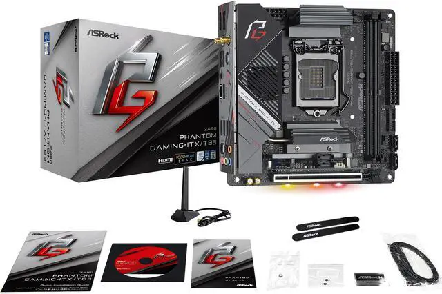 Alt view image 10 of 10 - ASRock Z490 Phantom Gaming-ITX/TB3 LGA 1200 Intel Z490 Mini ITX Intel Motherboard