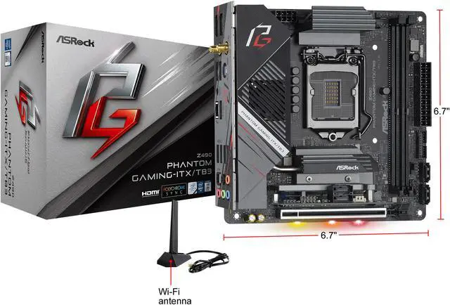 Alt view image 9 of 10 - ASRock Z490 Phantom Gaming-ITX/TB3 LGA 1200 Intel Z490 Mini ITX Intel Motherboard