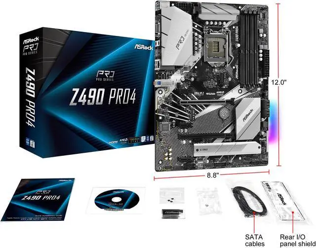 Alt view image 7 of 7 - ASRock Z490 Pro4 LGA 1200 Intel Z490 ATX Intel Motherboard