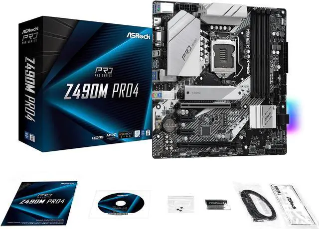 Alt view image 7 of 8 - ASRock Z490M Pro4 LGA 1200 Intel Z490 Micro ATX Intel Motherboard