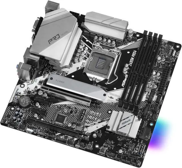 Alt view image 3 of 8 - ASRock Z490M Pro4 LGA 1200 Intel Z490 Micro ATX Intel Motherboard