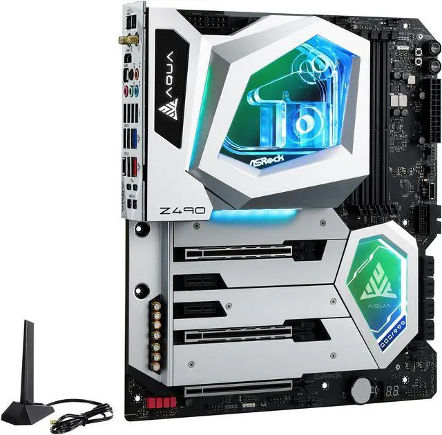 Alt view image 3 of 10 - ASRock Z490 AQUA LGA 1200 Intel Z490 Extended ATX Intel Motherboard
