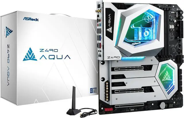 Alt view image 7 of 10 - ASRock Z490 AQUA LGA 1200 Intel Z490 Extended ATX Intel Motherboard
