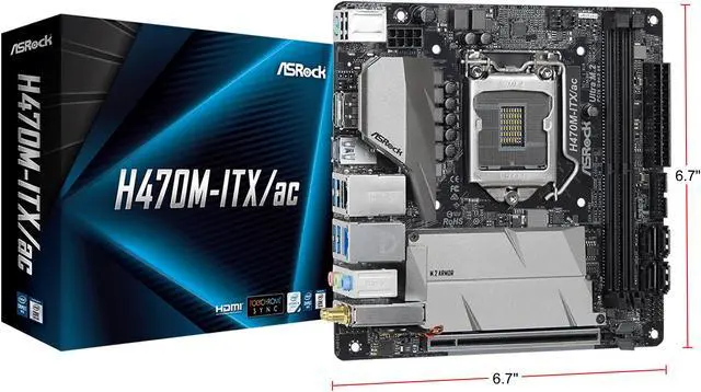 Alt view image 5 of 10 - ASRock H470M-ITX/AC LGA 1200 Intel H470 Mini ITX Intel Motherboard